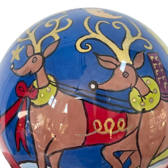 Pier 1 Li Bien Christmas Ornament 2006 Santa Reindeer in City Reverse Painted - Picture 8 of 12